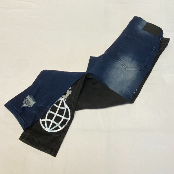 Rue 21 Prem Midrise Distress Two Color Screen Print Graffiti Skinny Denim Jeans - Picture 10 of 14